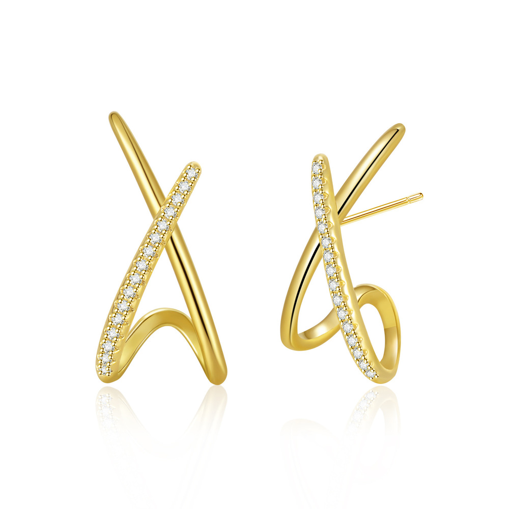 Double U earrings with hollowed-out inner arches. - Picture 5 of 7